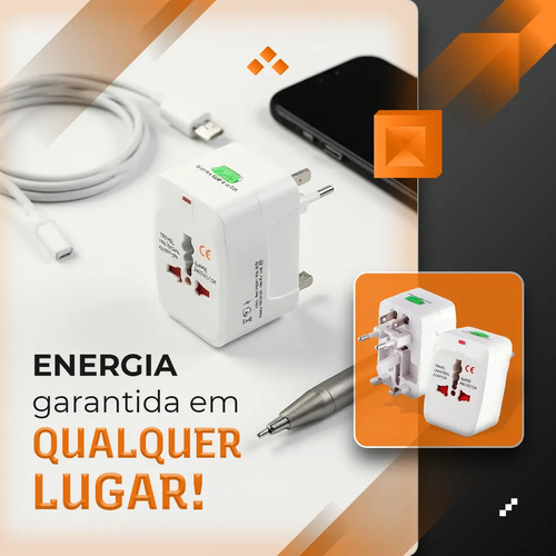 Kit 3 Adaptadores Tomada Universal Para Viagem Internacional Compatível Em +150 Países Parosflux 4