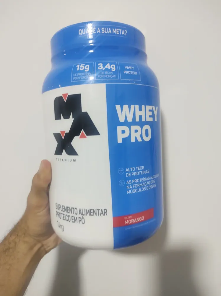 Whey Protein 1kg Whey Pro Max Titanium Sabor Baunilha BCAA e Aminoácidos 10