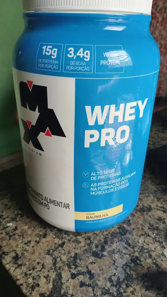 Whey Protein 1kg Whey Pro Max Titanium Sabor Baunilha BCAA e Aminoácidos 12