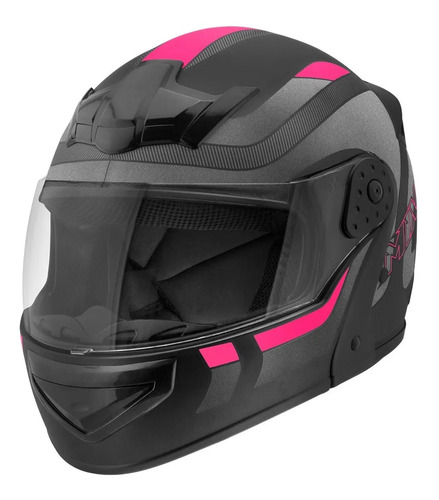 Capacete Escamoteável Mixs Gladiator Articulado Cor Preto/grafite/rosa Desenho Delta Tamanho Do Capacete 60 2