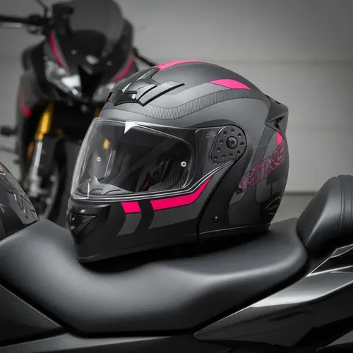 Capacete Escamoteável Mixs Gladiator Articulado Cor Preto/grafite/rosa Desenho Delta Tamanho Do Capacete 60 5