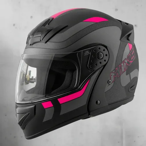 Capacete Escamoteável Mixs Gladiator Articulado Cor Preto/grafite/rosa Desenho Delta Tamanho Do Capacete 60 9