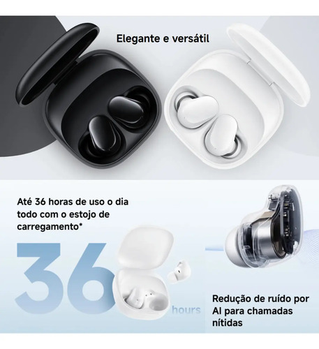 Fone De Ouvido Sem Fio Xiaomi Redmi Buds 6 Play - Cor Preto 6