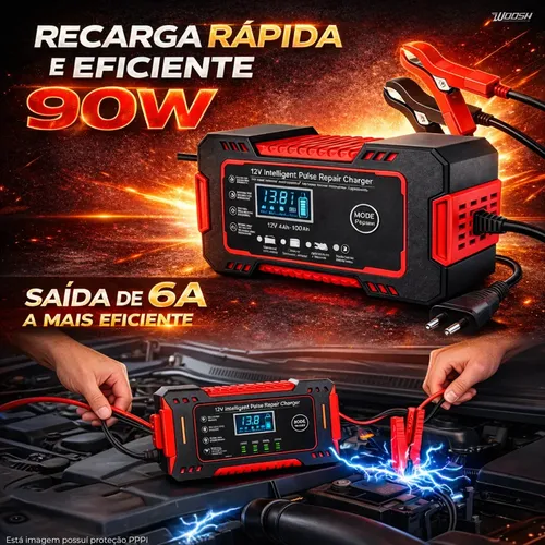 Carregador Inteligente De Bateria Automotiva 12v 6a Bivolt Recupera Baterias 4ah A 100ah Todos Veículos Moto Carro Caminhão Barco 3