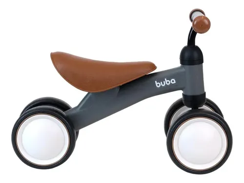 Bicicleta De Equilíbrio 4 Rodas Buba Retro Sem Pedal Cinza 3