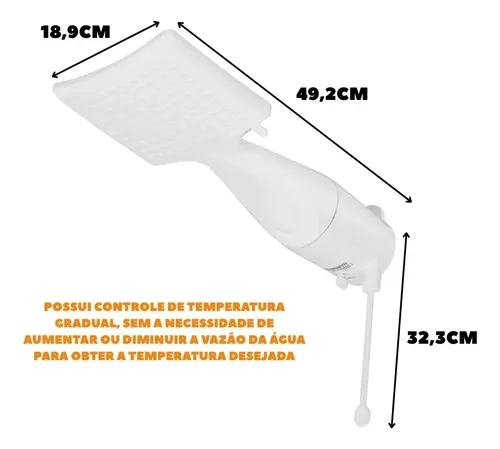 Chuveiro Ducha Loren Shower Eletrônica Lorenzetti Branco Cor Branco Potência 5.5 Kw 4