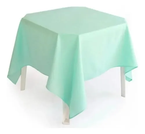 Kit 10 Toalha De Mesa 4 Cadeiras Oxford Grosso Festa Atacado Cor Verde Água Toalha De Mesa Oxford Liso